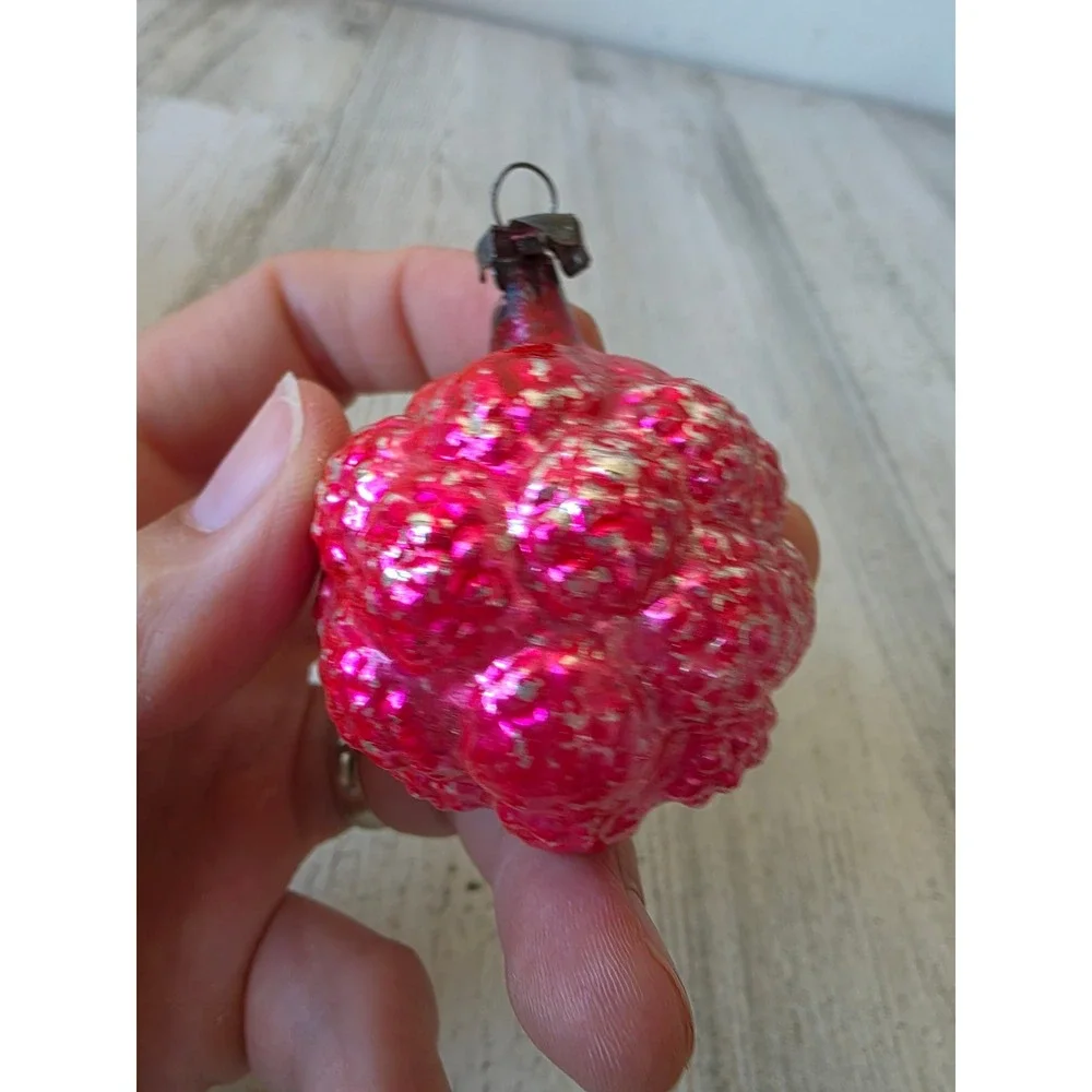Antique grape pink blue cluster as is mercury glass ornament Xmas tree